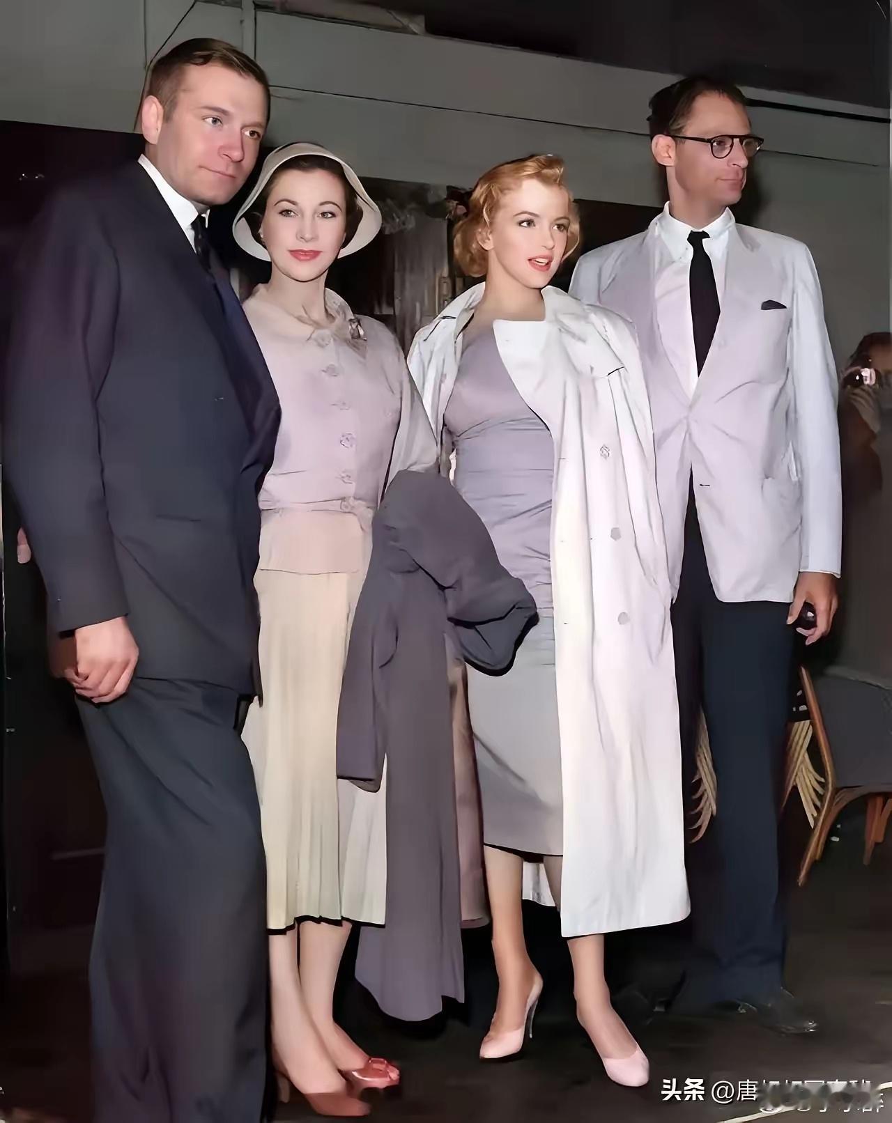 玛丽莲梦露确实是世纪罕见的天使女神，这张1956年的珍贵合影硬是把被丘吉尔称为“