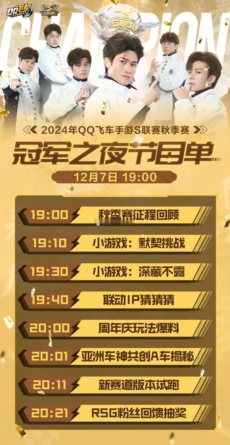 今晚RSG冠军之夜有周年庆新玩法爆料亚洲车神共创A车揭晓新赛道版本试跑[思考]难