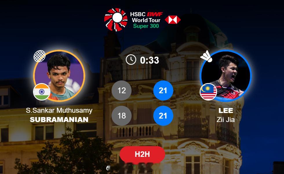 男单 资格赛 桑卡尔 12-21 18-21 李梓嘉2026年奥尔良羽毛球大师赛