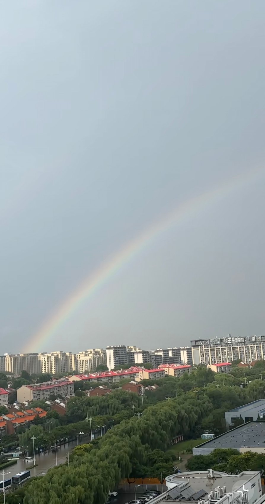 北京网友拍的，暴雨过后出现了彩虹。 