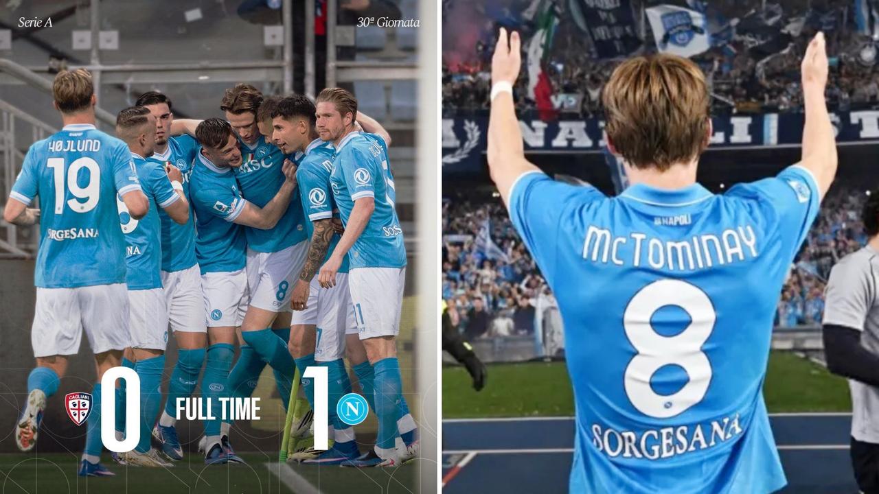 意甲：那不勒斯客场1-0小胜卡利亚里，4连胜暂居第二。
麦克托米奈开场2分钟闪击