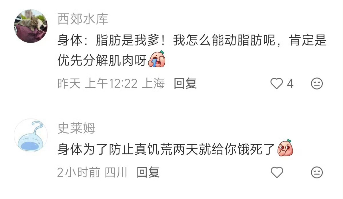 身体饿了就去吃我的脂肪啊[捂嘴哭] ​​​