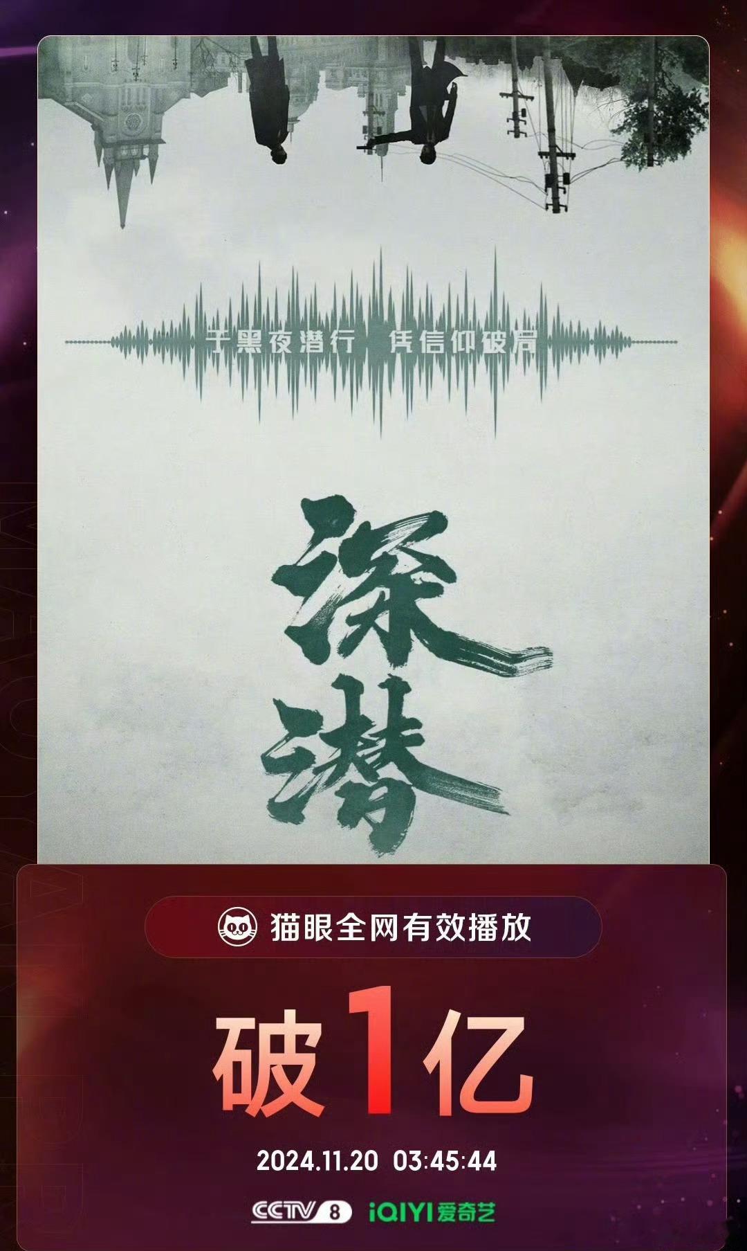 成毅深潜猫眼全网有效播放量破1亿  成毅新剧全网猫眼有效播放量破一亿！还得是成毅