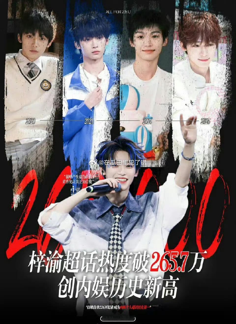 梓渝超话热度创历史新高，钻3热度破265.7w ​​​
