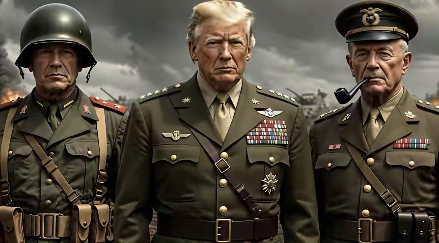 特朗普把自己P成四星上将，看得出来他内心渴望当领兵打仗的统帅。可他早年为了避免上