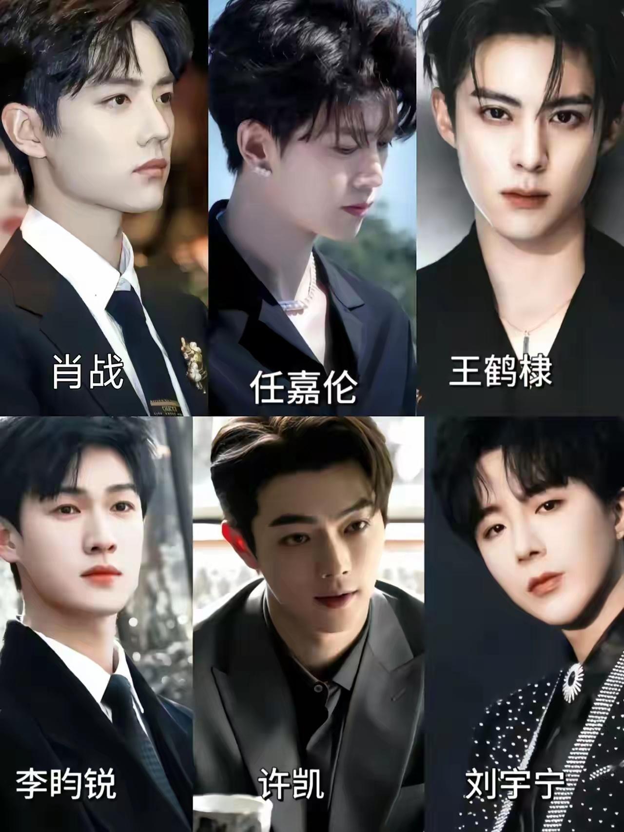 内娱这六美，谁长在你的心尖上？1、肖战2、任嘉伦3、王鹤隶4、李昀锐5、许凯6、
