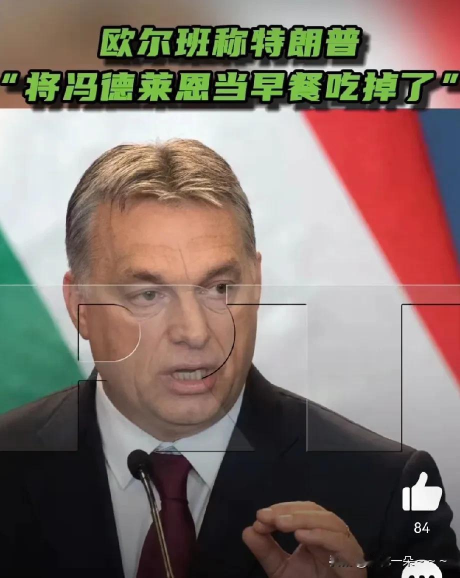 真敢说！[捂脸]
【匈牙利总理欧尔班称特朗普“将冯德莱恩当早餐吃掉了”】

看来