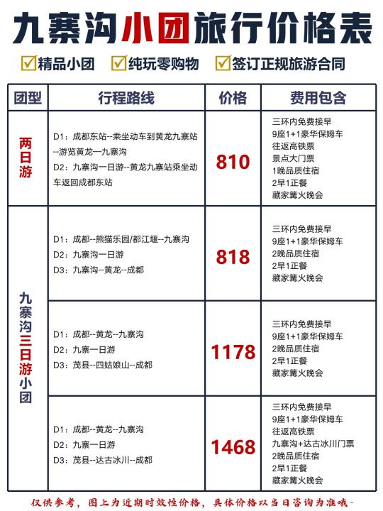 九寨沟2-3月纯玩小团报价来啦~人均💰1K+