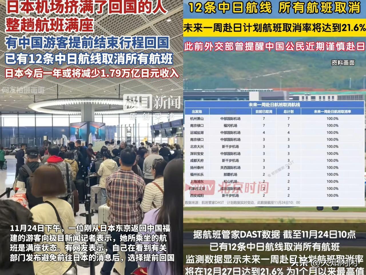 最近中日航线停了十二条线，一下就没了，航空公司没说原因，大家都懵了，所有人都觉得