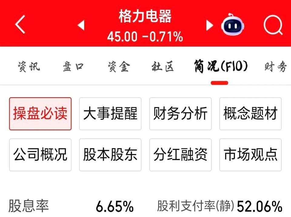 格力电器现价45.01元，股息率6.65％，有点眼红了。

今早一开盘就挂了两手