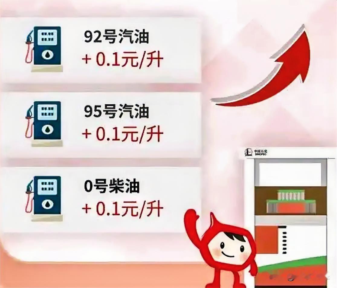 提醒车主注意！今晚24时后油价小幅上涨，折算后，92号汽油每升上涨0.1元，加满