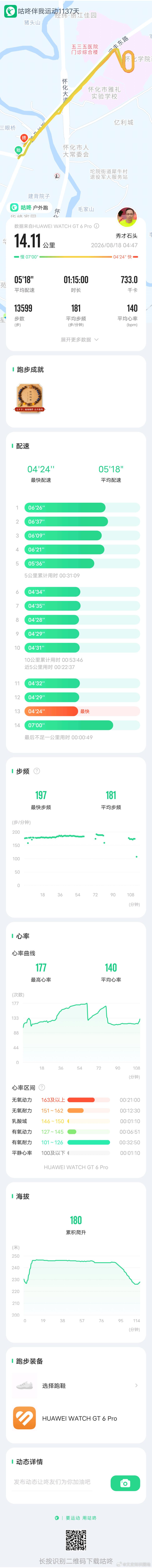 「 今日跑步打卡，咕咚APP记录每一次出发。 咕咚APP 咕咚跑步打卡 咕咚精准