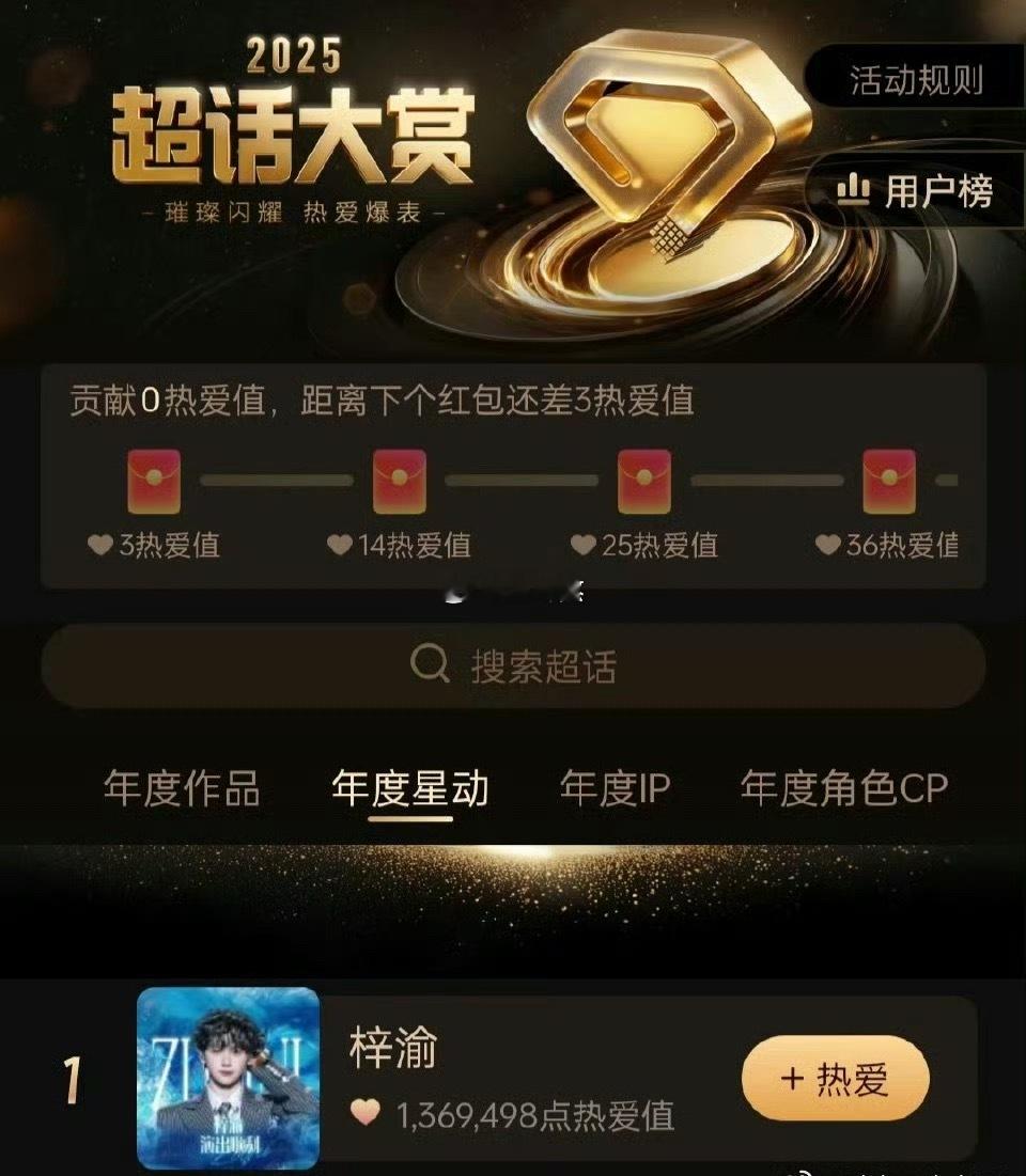 梓渝热爱值破百万，火火的很安心 