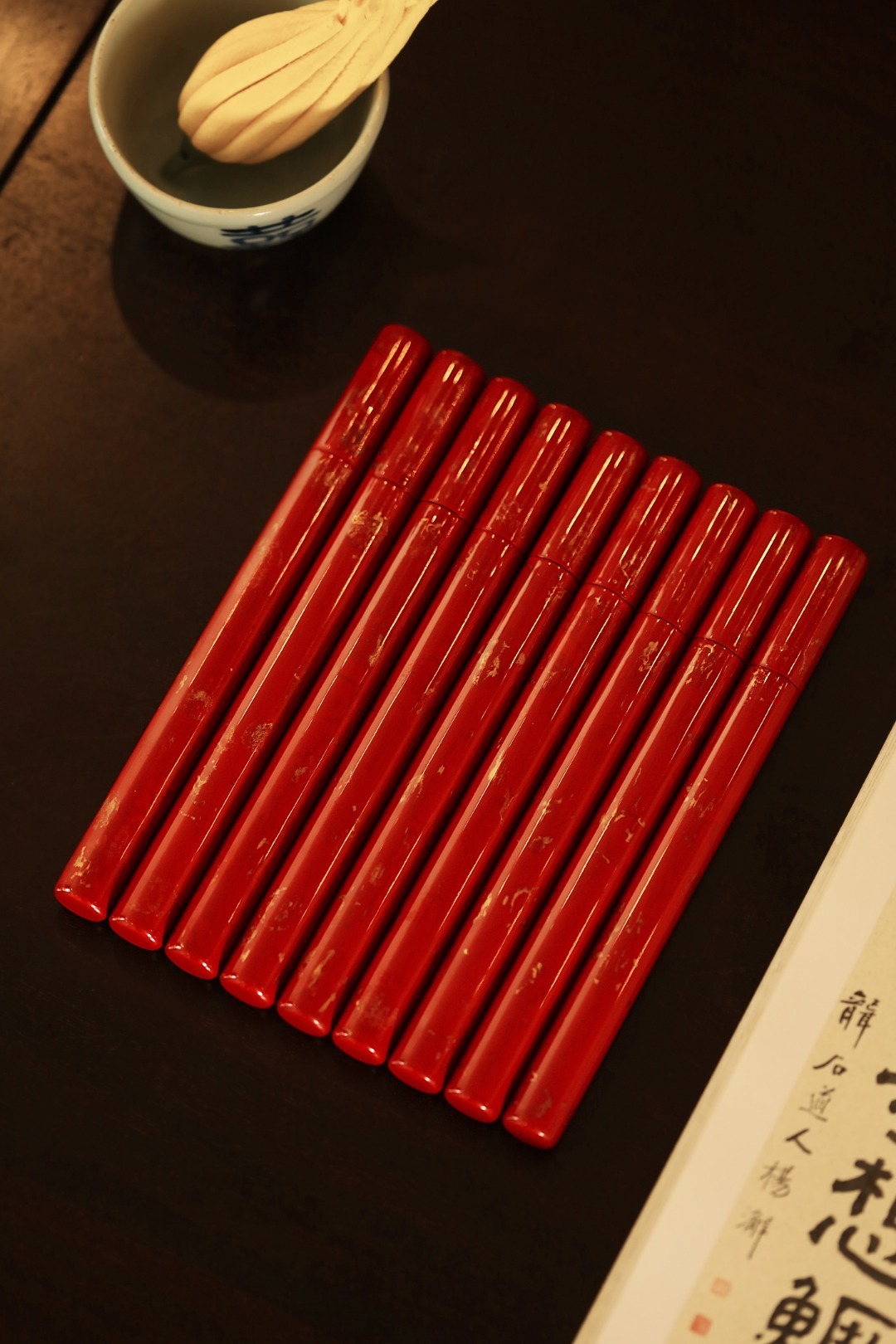 大漆【红金】香筒非遗大漆工艺、紫光檀为胎，髹漆其上，色华质坚历久弥新，明艳夺目，