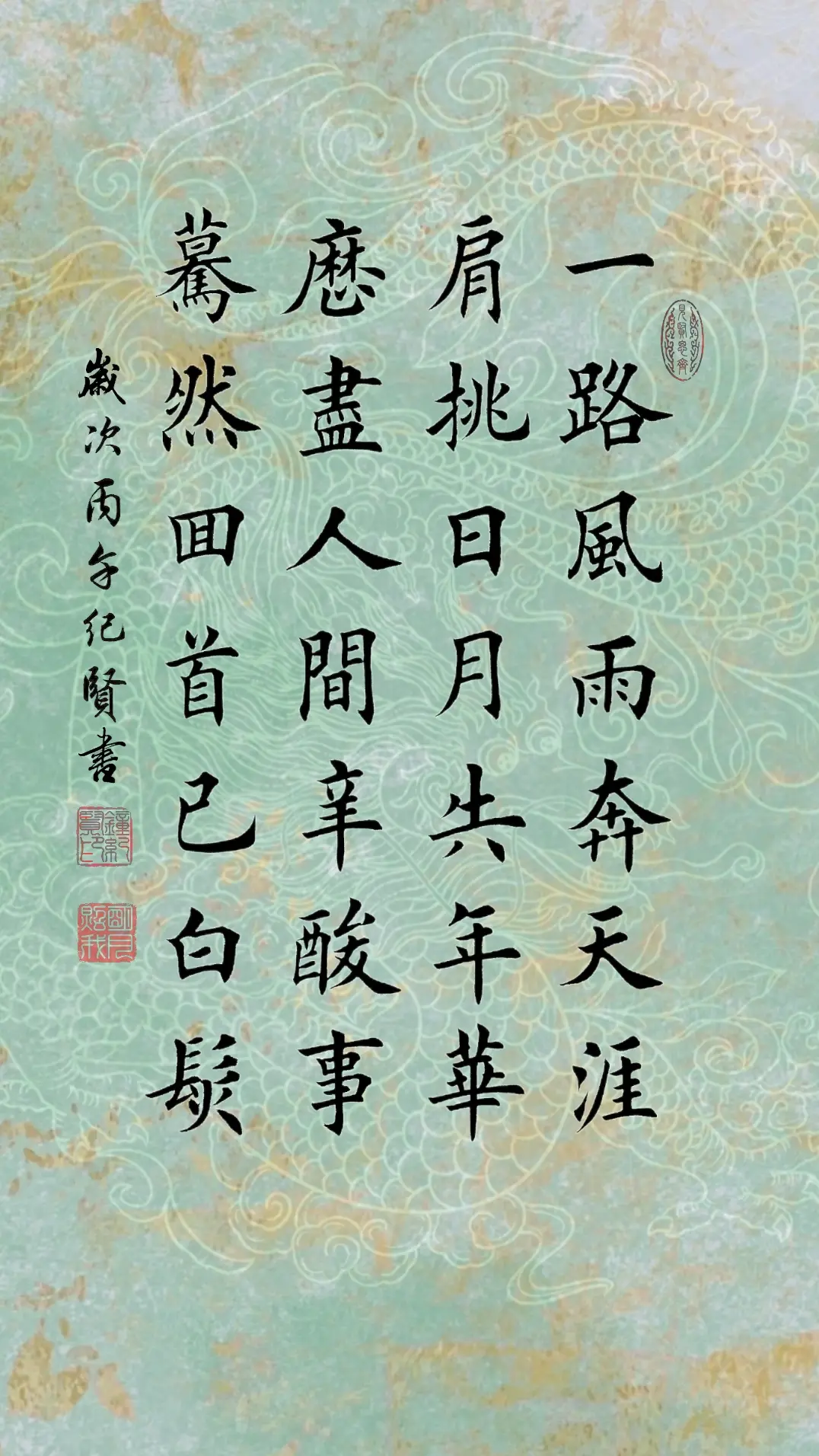 一路风雨奔天涯 肩挑日月失年华 历尽人间辛酸事 蓦然回首已白发