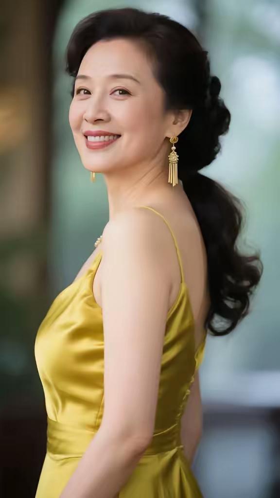 徐娘半老，风采依旧。
眉清目秀，美若冠玉。
花容月貌 ，姹紫嫣红。
回眸一笑，尽