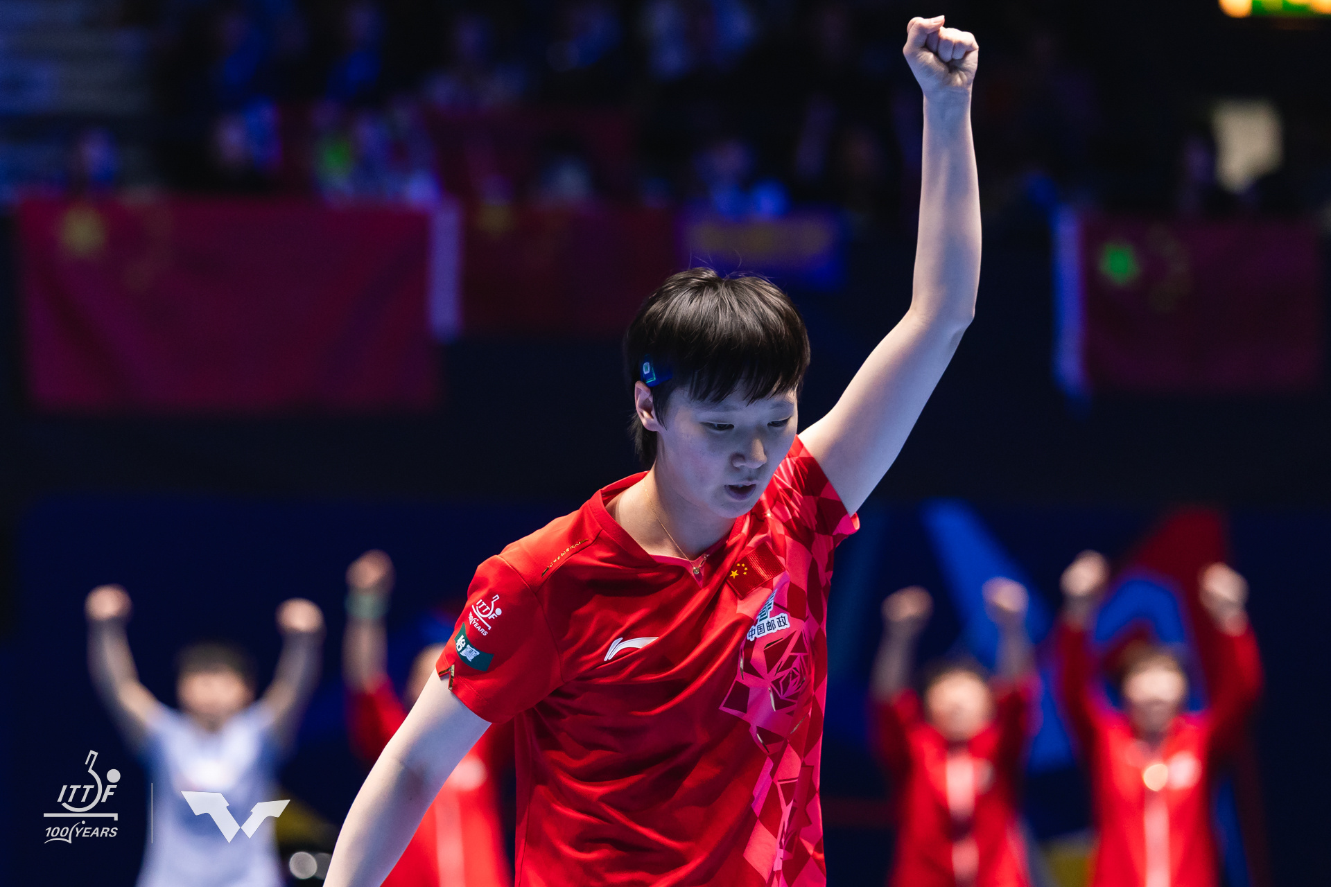 伦敦世乒赛团体赛  王曼昱‪加油‬ 赛场一隅·图片五·决赛©️ittf 