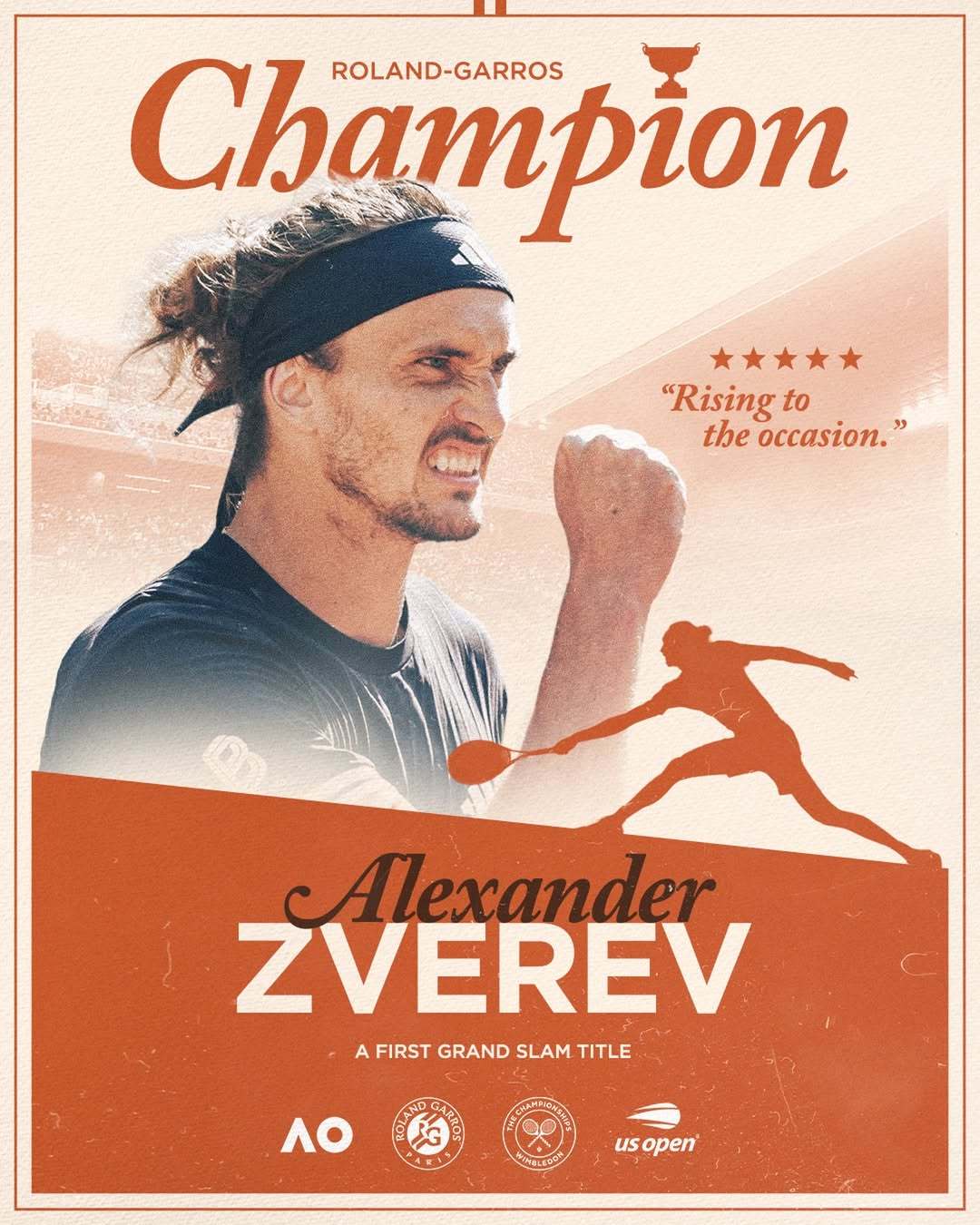 三度折戟第四次叩门 终圆梦恭喜兹维列夫夺得2026法网男单冠军🏆追求卓越