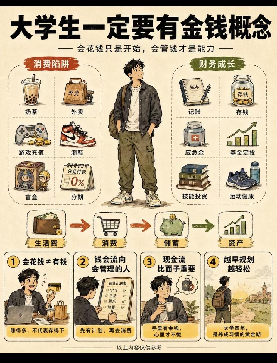 大学生一定要对金钱有概念！现在经常听说有些大学生毕业后出来挣不到钱，实际上，不是