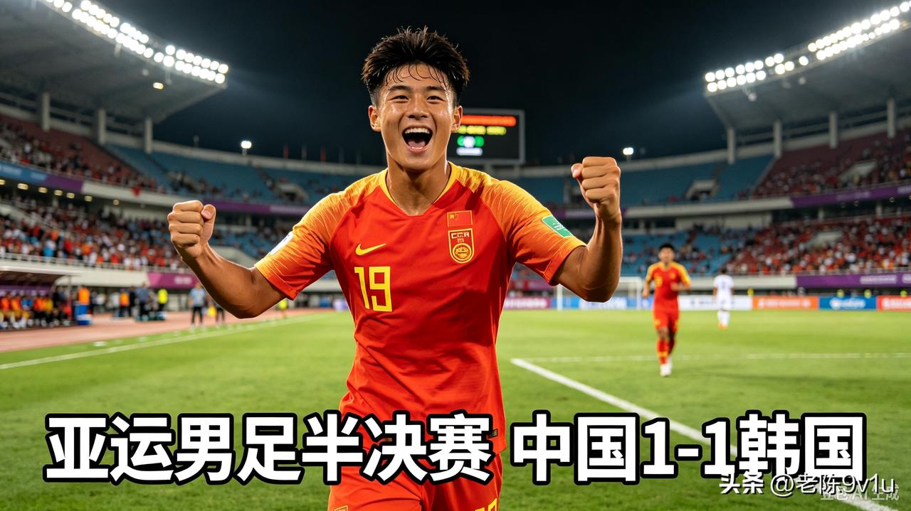 赛事：名古屋亚运会男足半决赛｜大阪长居体育场
半场比分：中国1-1韩国 
 
第