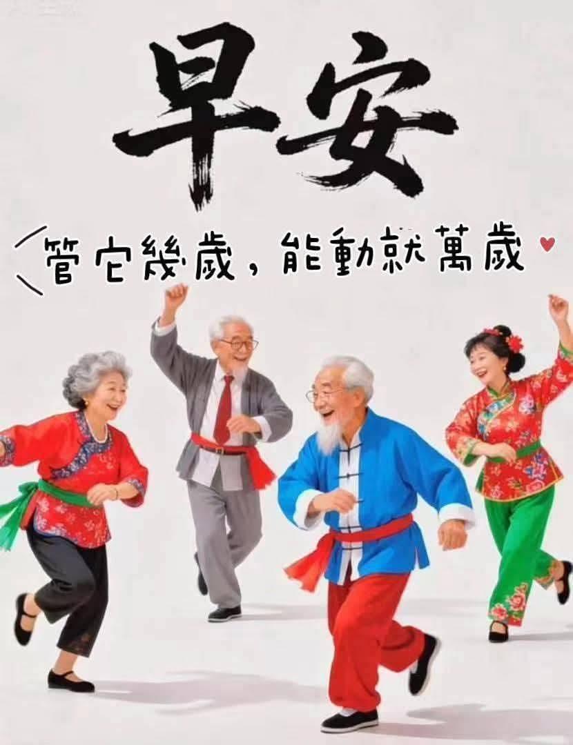 晨起和风伴暖阳，
老友欢歌意气扬。
休论年岁身常动，
笑揽安康岁月长。