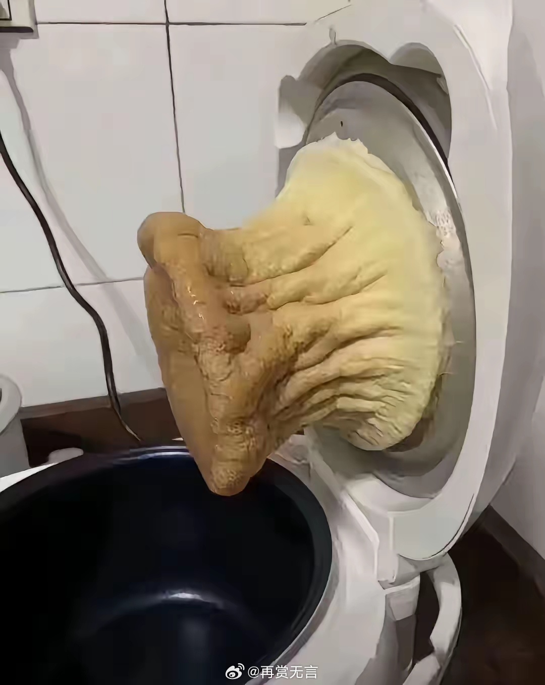 媳妇按小某书教程亲手做的蛋糕！卖相虽然像“牛某部位”，但我必须吃完——毕竟，保命