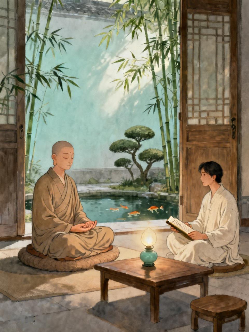 念经的和尚心中不一定有佛，表面严守纪律的人未必真守规矩。就像有的和尚整日诵经，却