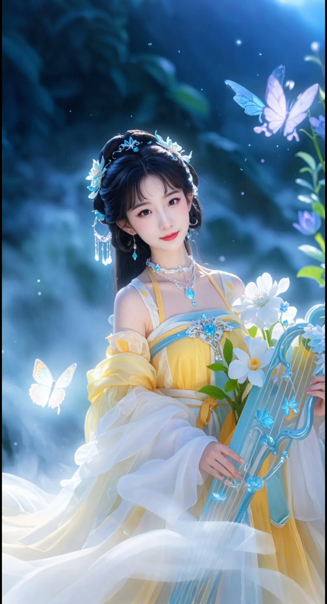 AI扩图 AI幻琴花舞