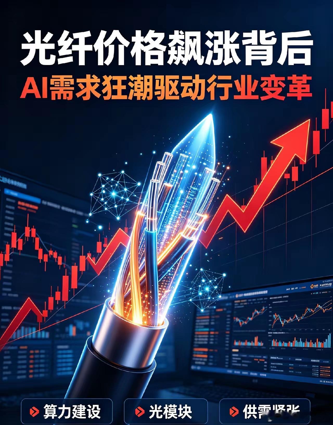 光纤价格飙涨背后：AI需求狂潮驱动行业变革  今年上半年，光纤光缆行业迎来了空前
