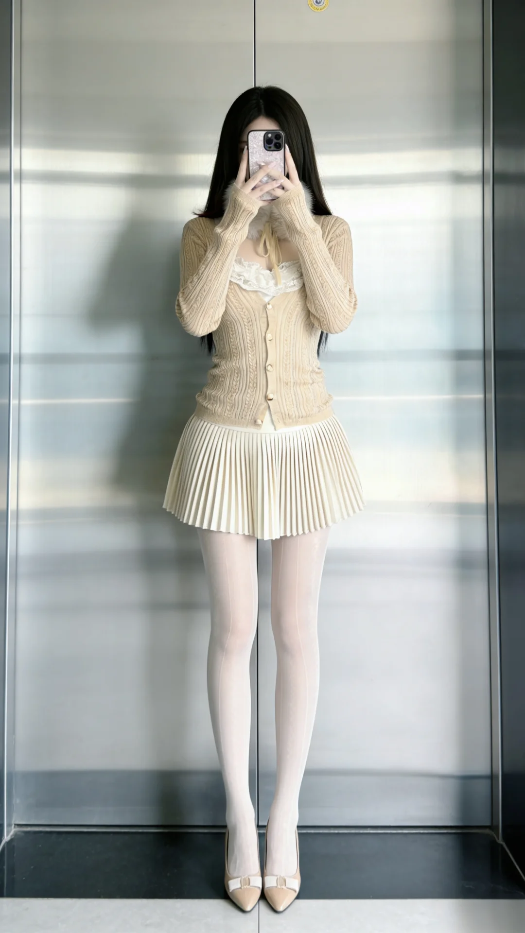 韩系温柔感穿搭！针织衫➕百褶裙～