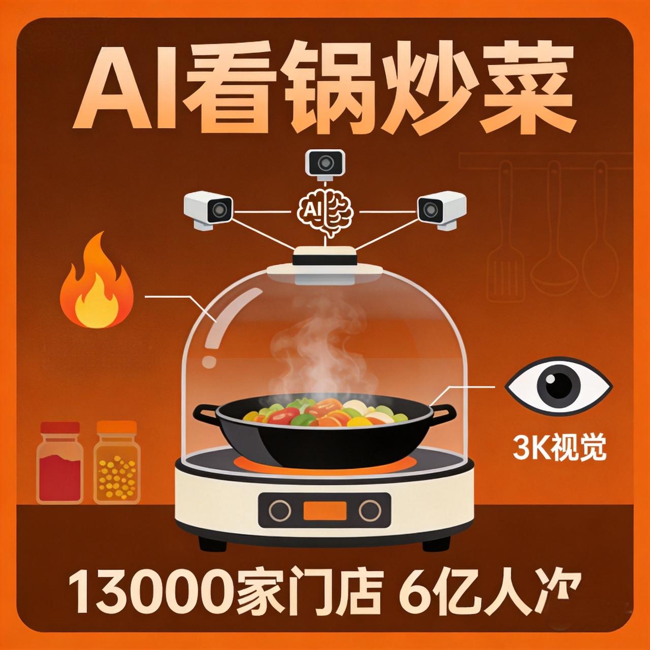 AI炒菜机器人进化了：3颗摄像头实时盯锅，食材不对自动调整，还能放在夜市现炒
