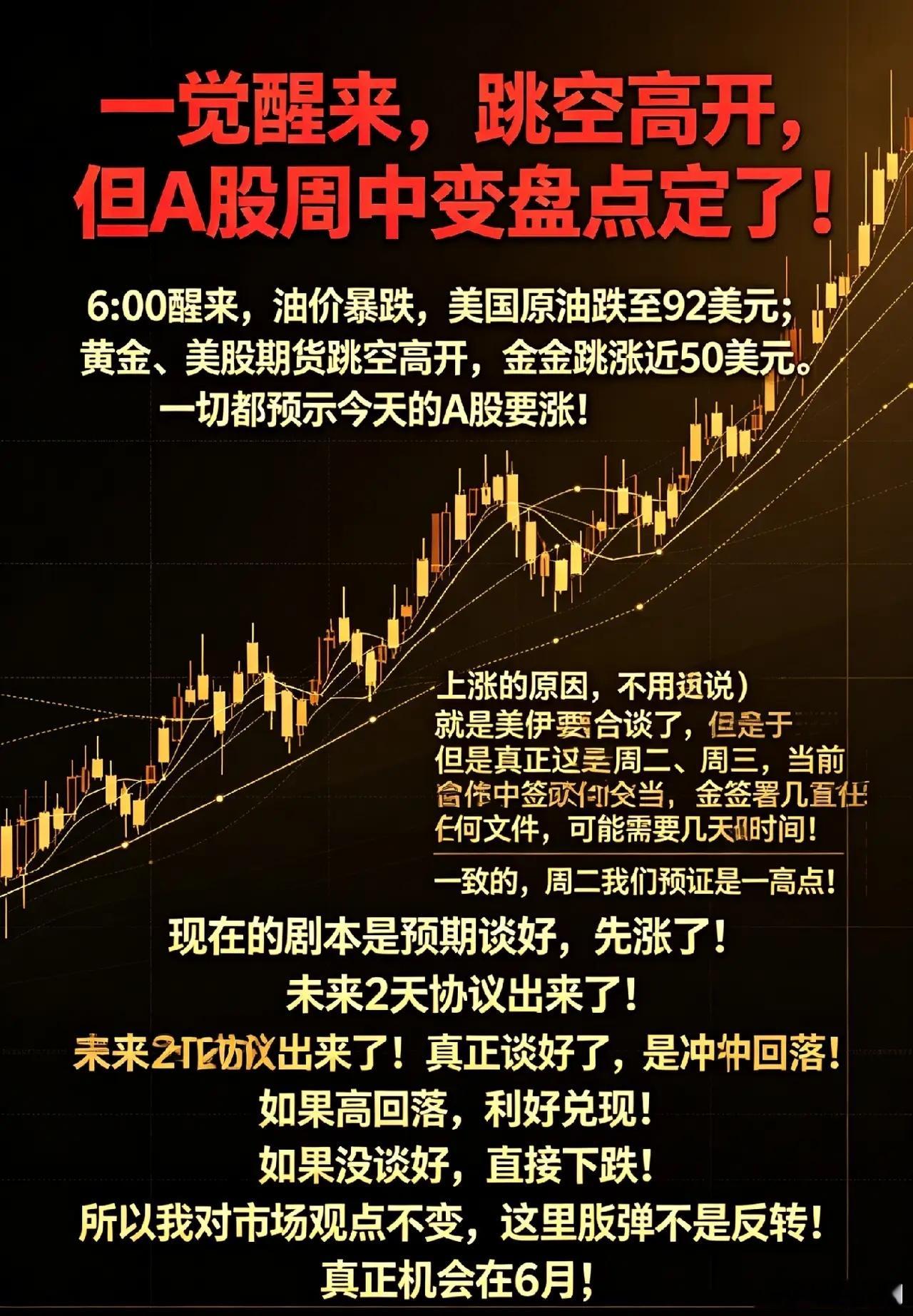 跳空高开，但A股周中变盘点定了！6:00醒来，油价暴跌，美国原油跌至92美元；-