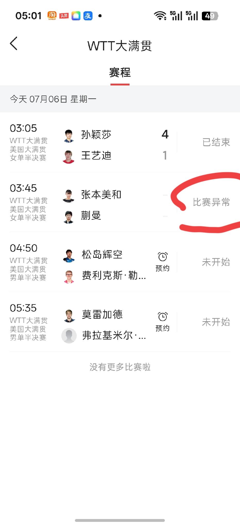 WTT美国大满贯怎么了？又是比赛异常？

昨天蒯曼4：3复仇佐藤瞳，关键时候直播