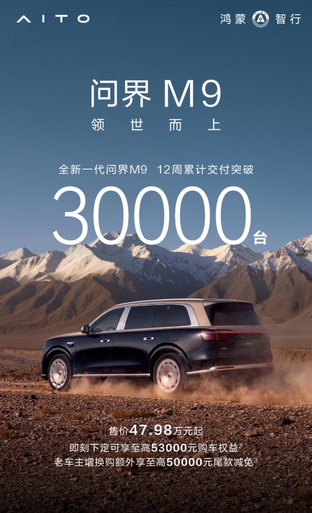 新一代问界M9交付破3万台了，Ultimate版一来均价又拉高了，而且是连续2个