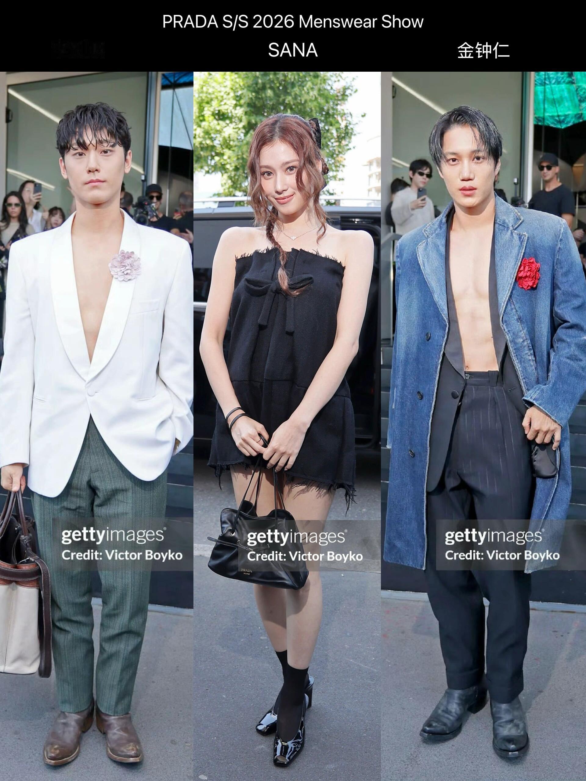 Prada大秀出席此次米兰时装周Prada男装大秀的三位韩星：Sana、李到晛、