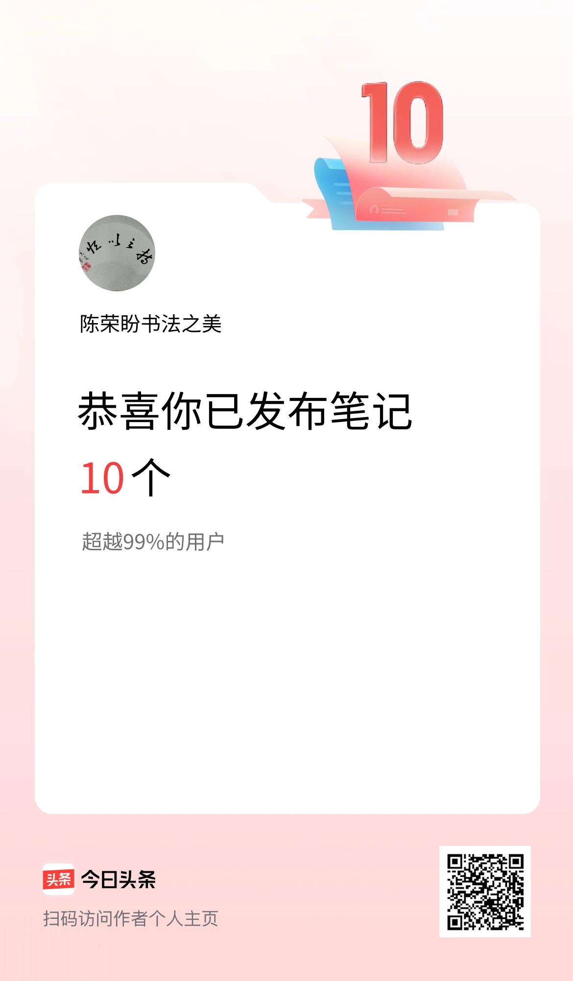 我在头条累计投稿笔记10个