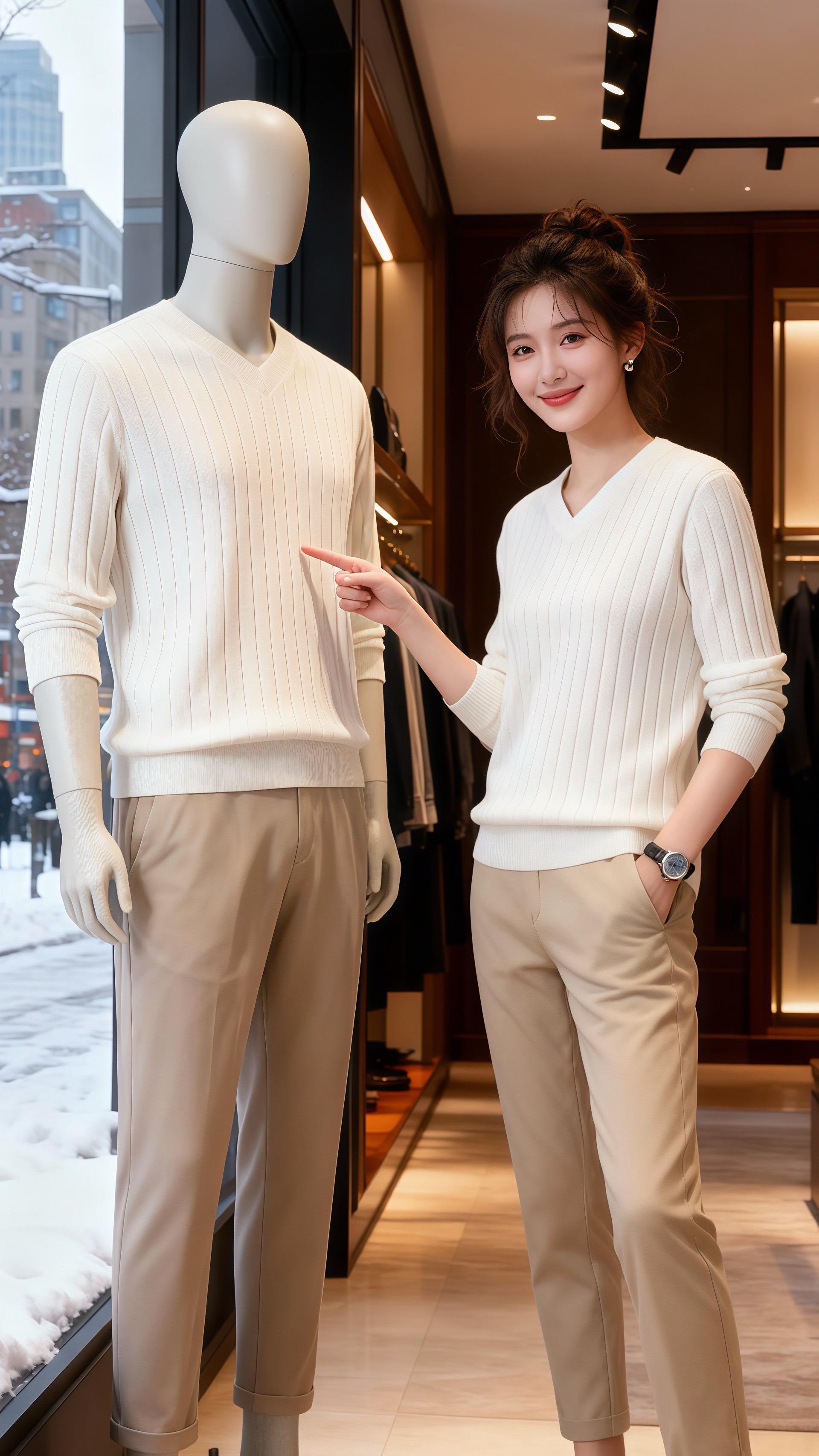 圣诞雪裹着暖光落进咖啡馆时，许妍正倚着吧台捏热咖啡。米白竖纹针织衫贴得...