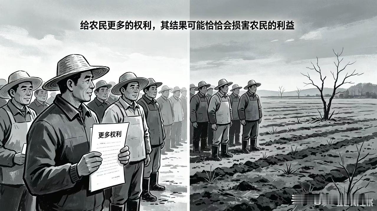 “给农民更多的土地权利，其结果可能恰恰会损害农民的利益”
请问这句话的逻辑对吗？