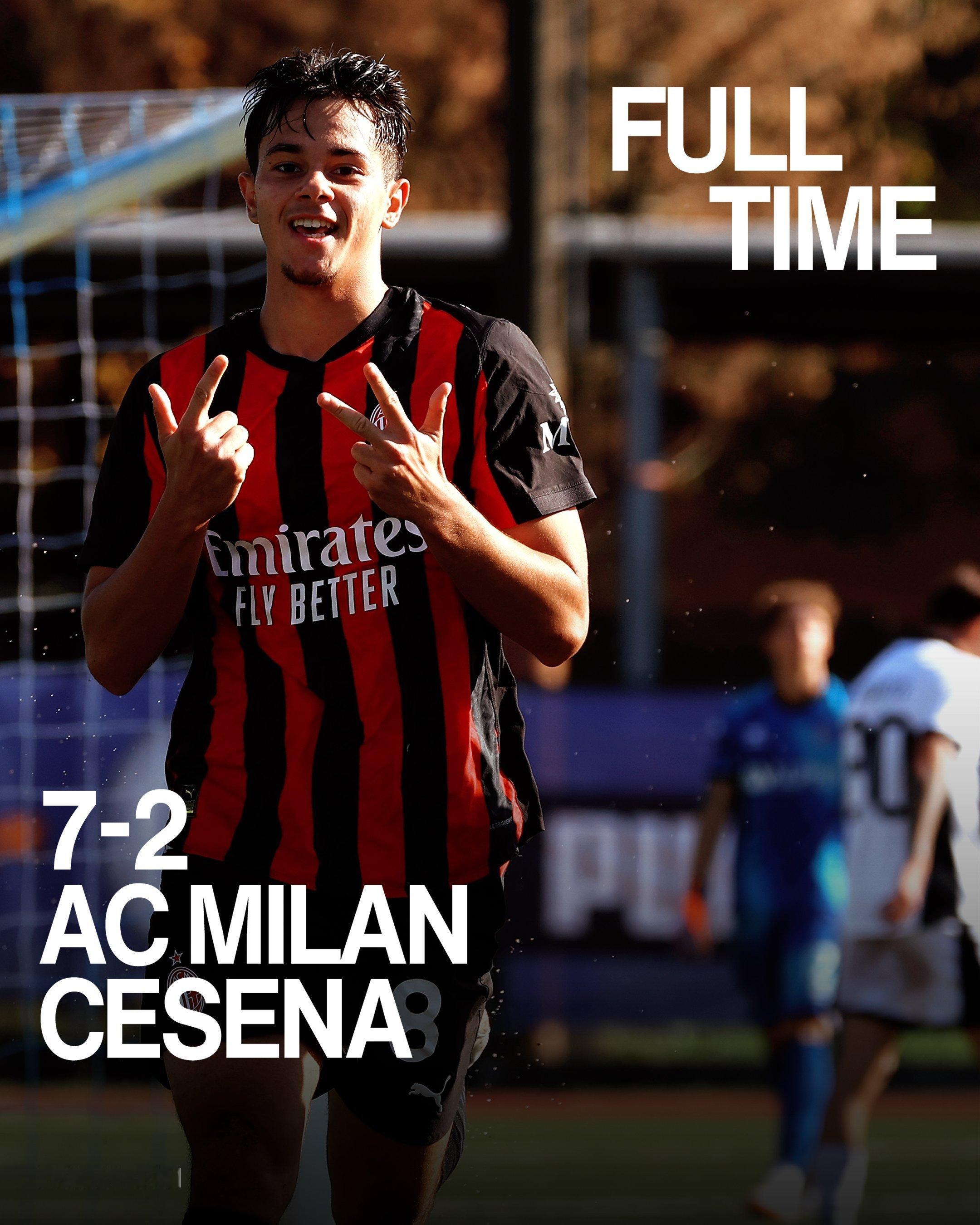 AC米兰[超话] 米兰预备队7-2大胜切塞纳。米兰未来sempremilan ​