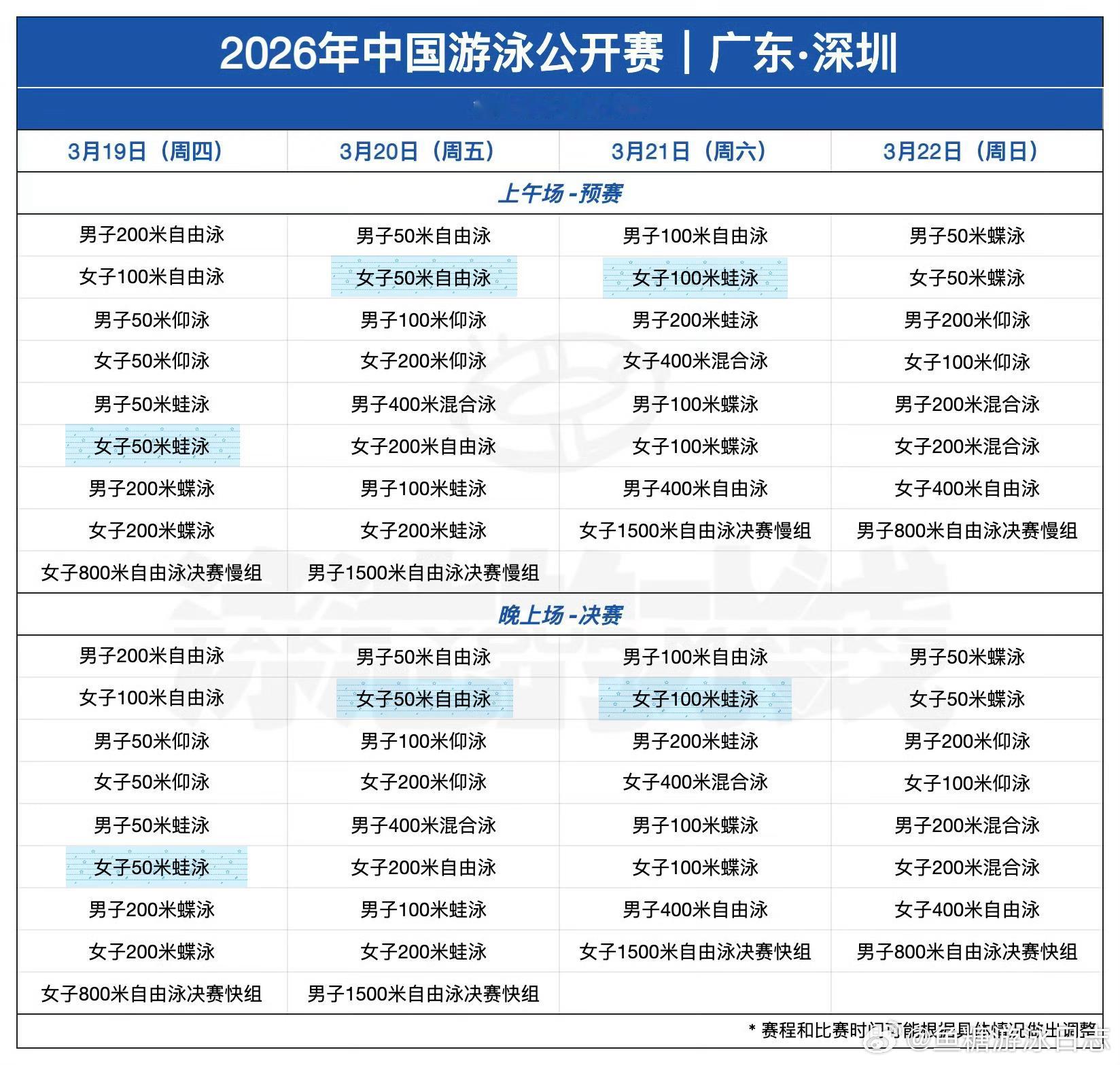【全国游泳春锦赛】深圳唐钱婷 报项50 自由泳50  100蛙泳开票在票星球 