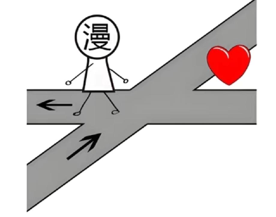 挑战猜成语，“漫”字小人配岔路爱心的画面藏玄机，90%的人都猜错了！