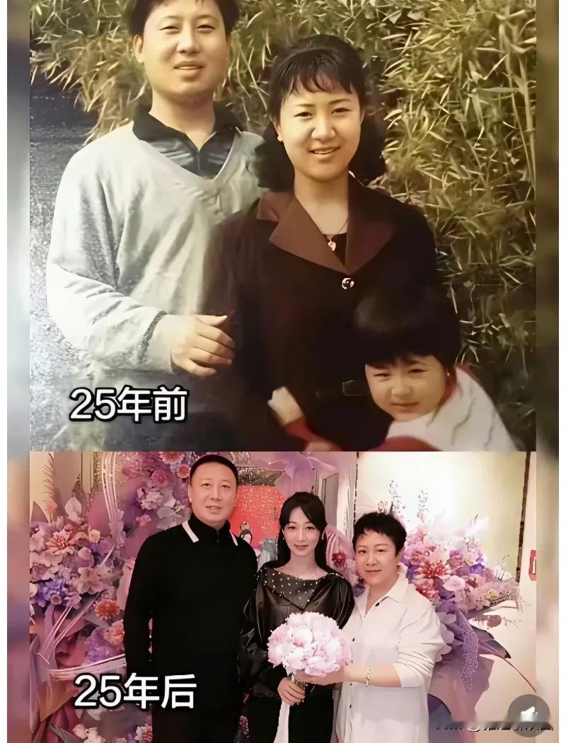 杨紫三口之家25之前与25之后的变化，你们觉得大吗？他们一家三口五官我觉得都很像