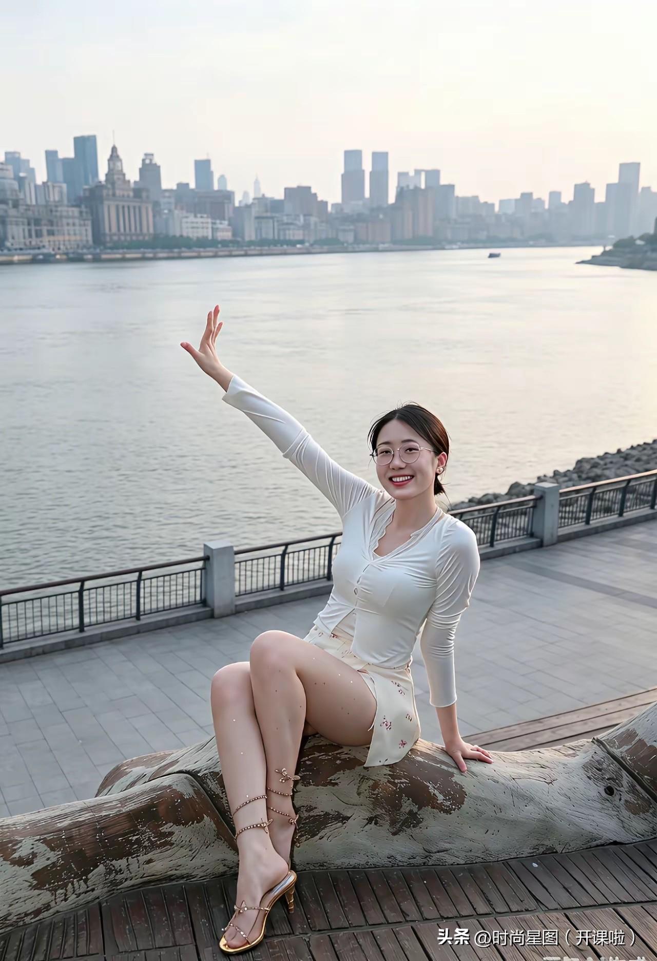 一身清爽简约的穿搭，迎着微风肆意舒展，把日常的烦恼暂时丢在身后。温柔风时尚穿搭分