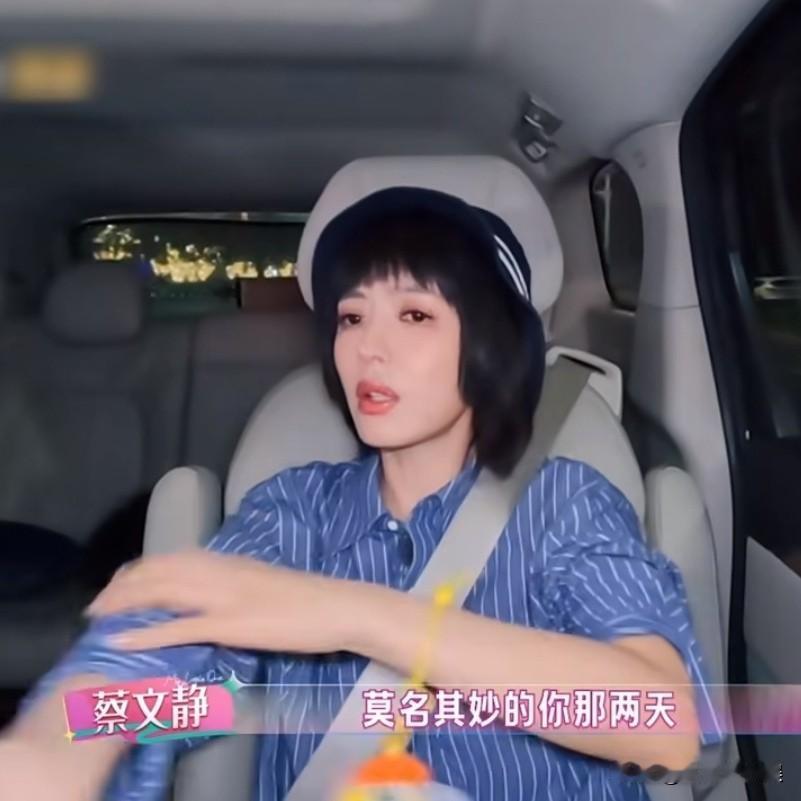 蔡文静说：“每个月女生状态好的日子没几天，因为女生有例假周期。我每次心情不好的时