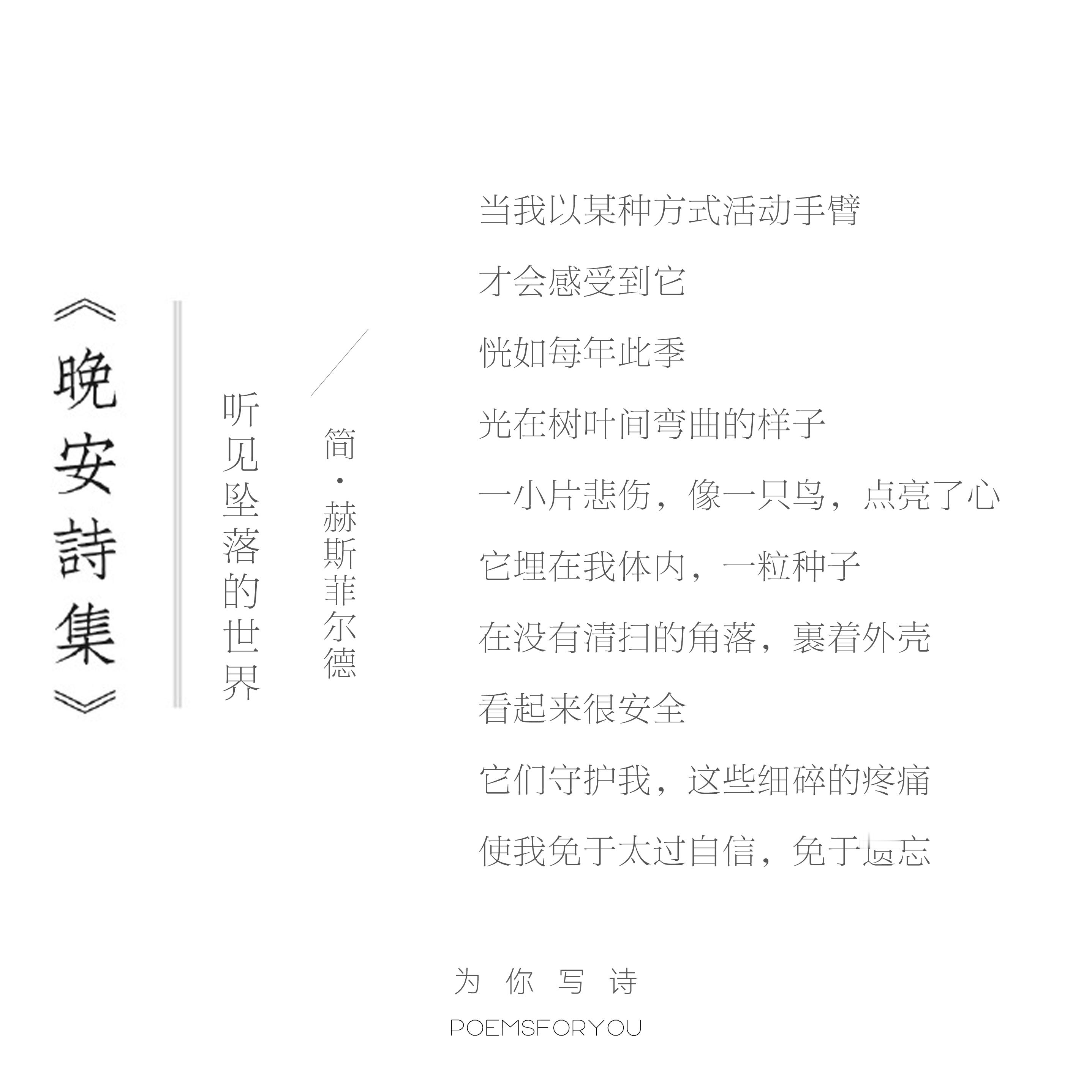 一小片悲伤像一只鸟，点亮了心今夜的诗来自简·赫斯菲尔德晚安诗集[超话] ​​​