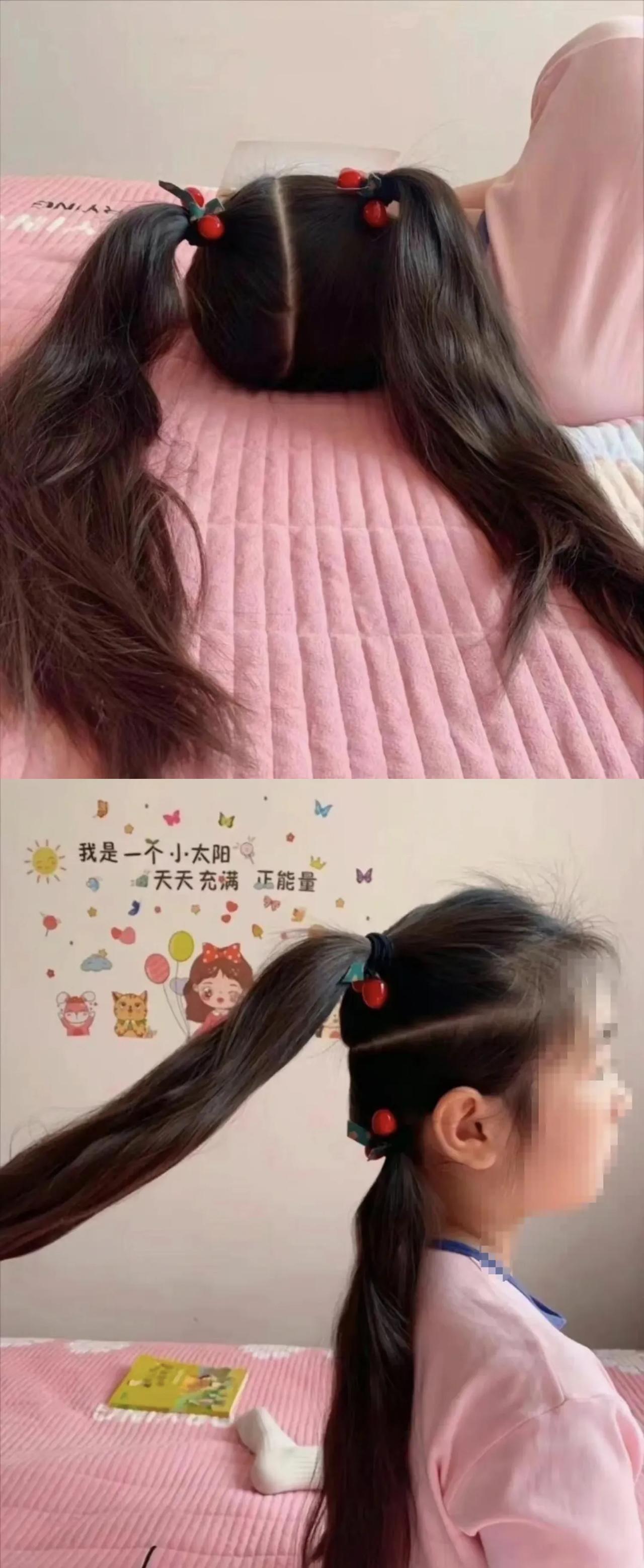 当给女儿梳头发时忘记她是躺着的