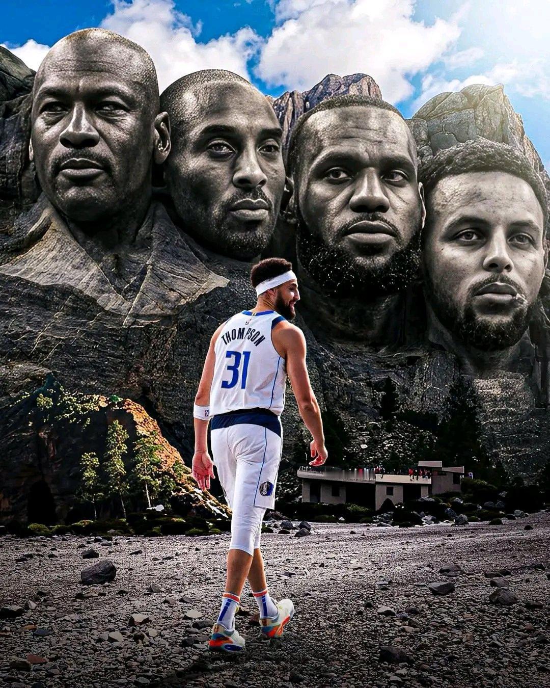 克莱·汤普森前几天直播时公布了自己心中的NBA历史“总统山”名单，迈克尔·乔丹、