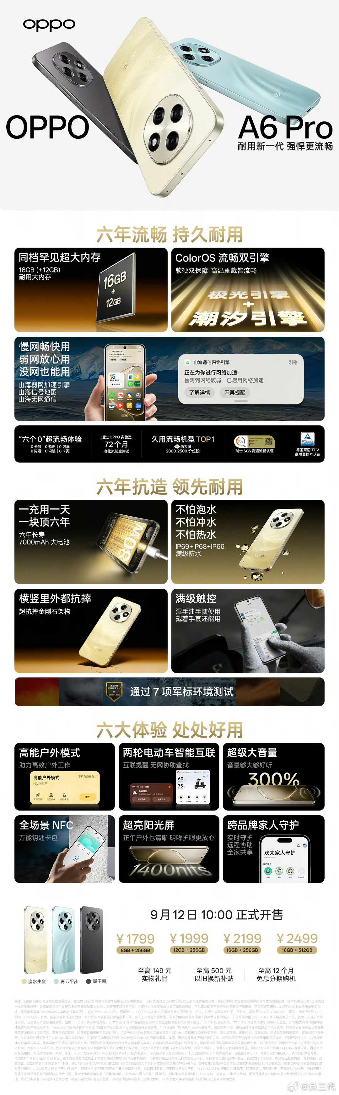 一图看懂OPPO A6Pro，六年流畅持久耐用搭载ColorOS流畅双引擎、超抗
