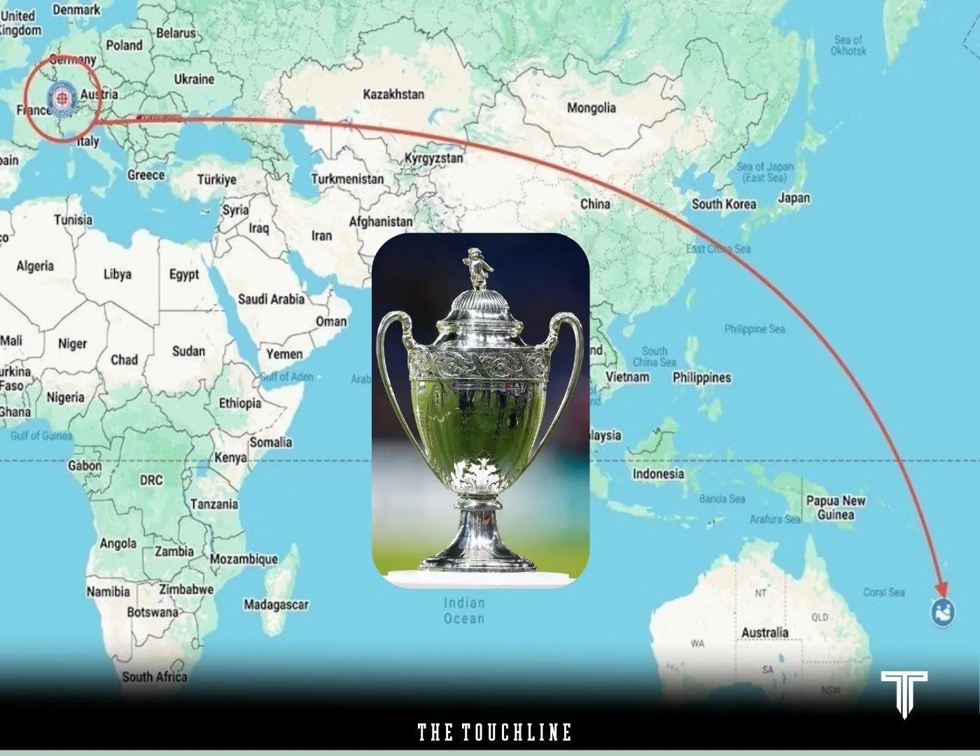 冷知识：法国杯是唯一横跨四大洲（欧洲、大洋洲、非洲和美洲）举办的足球赛事。法国杯