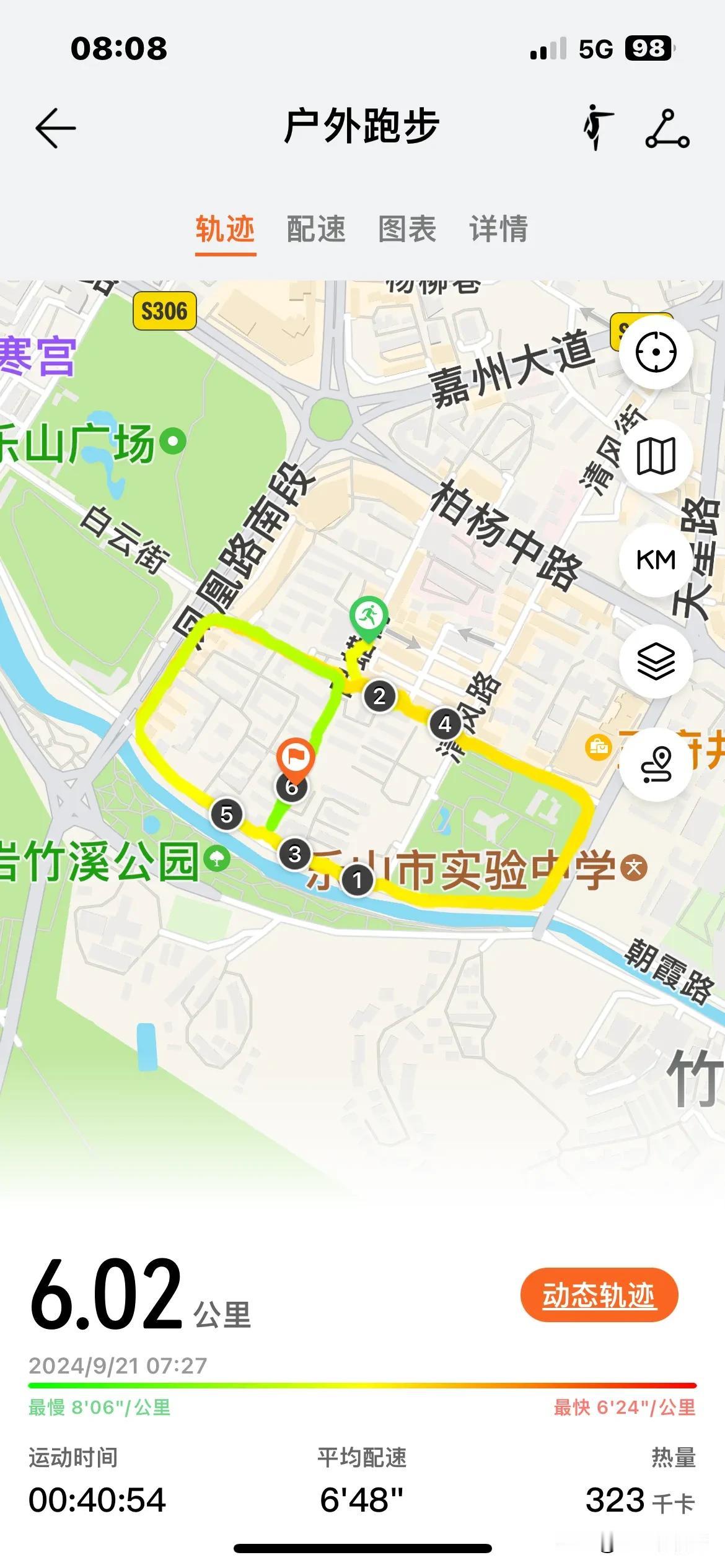 跑步：打卡6公里，6分配速，平均心率每分钟161次。
这两天参加单位活动，耗费了